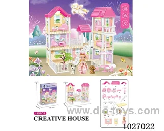 135pcs diy villa &doll with double light include battery