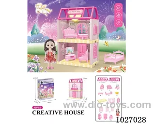 37pcs diy villa &Barbie with  light include battery