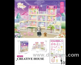 195pcs diy villa &Barbie with double light include battery