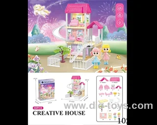65pcs diy villa &doll with light include battery