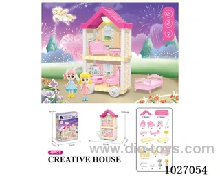 48pcs diy villa &doll with light include battery