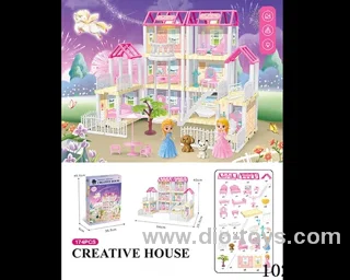 174pcs diy villa &doll with double light include battery