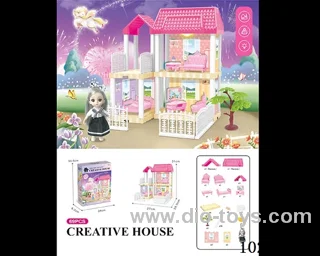 69pcs diy villa &Barbie with light include battery