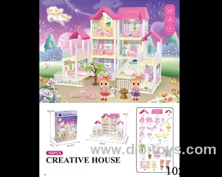 168pcs diy villa &doll with double light include battery