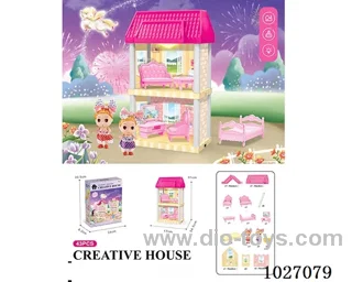 48pcs diy villa &doll with light include battery