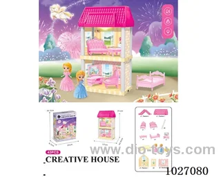 48pcs diy villa &doll with light include battery