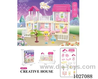 85pcs diy villa &doll with light include battery