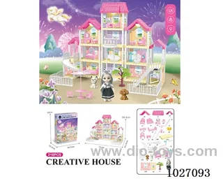 218pcs diy villa &doll with light include battery