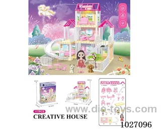 117pcs diy villa &doll with light include battery
