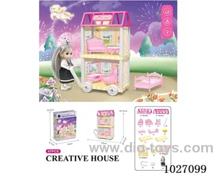 37pcs diy villa &doll with light include battery