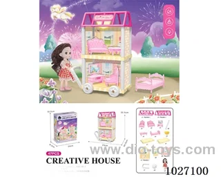 37pcs diy villa &doll with light include battery