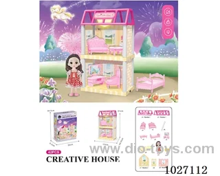 37pcs diy villa &doll with light include battery