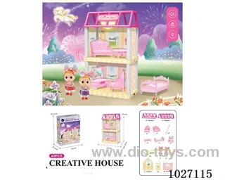 38pcs diy villa &doll with light include battery