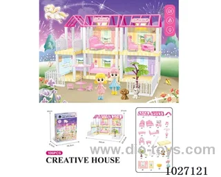 106pcs diy villa &doll with light include battery