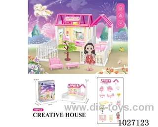 48pcs diy villa &doll with light include battery