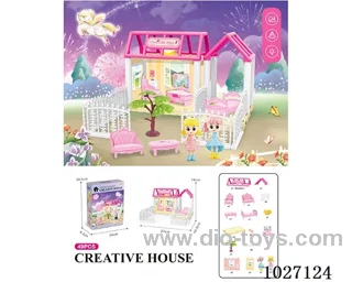 49pcs diy villa &doll with light include battery