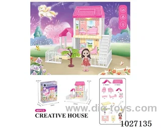 60pcs diy villa &doll with light include battery