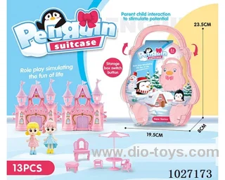 storage box with castle & doll &furniture in paper card