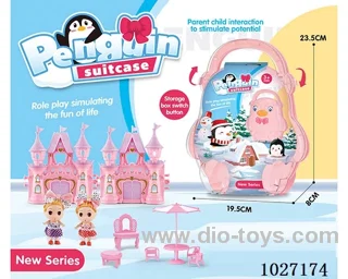 storage box with castle & doll &furniture in paper card