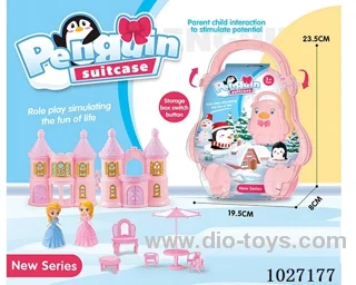 storage box with castle & doll &furniture in paper card