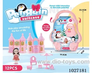 storage box with castle & doll &furniture in paper card