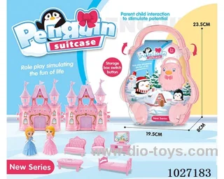 storage box with castle & doll &furniture in paper card