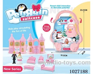 storage box with castle & doll &furniture in paper card