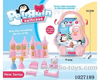 storage box with castle & doll &furniture in paper card