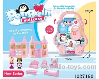 storage box with castle & doll &furniture in paper card