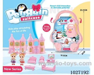 storage box with castle &doll &furniture in paper card