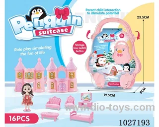 storage box with castle & doll &furniture in paper card