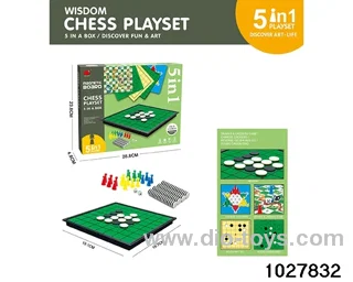 5 in 1 game chess in color box