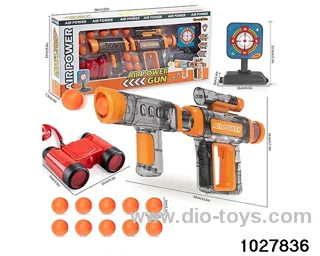 Air gun with telescope + plastic target in window box