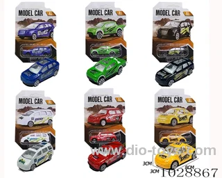 1:64 Sliding alloy car 6 sets mixed loading in blister card