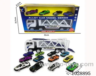 friction car& 4pcs alloy car set in window box
