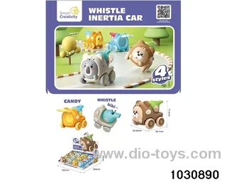 Inertia whistling animal car (12PCS) in display box