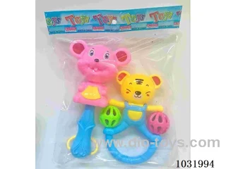 Cartoon baby rattles in opp bag