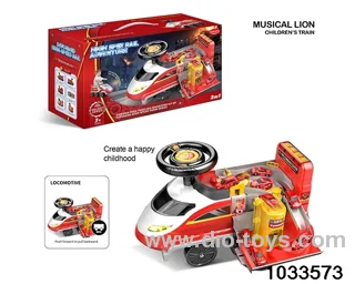 free wheel Fire fighting children high-speed rail car with light，storytelling