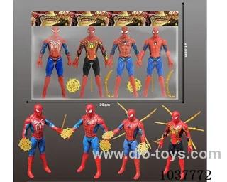 4pcs 17cm Spider-Man withlight  in poly bag header
