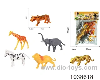 6pcs  animals in PP bag with header