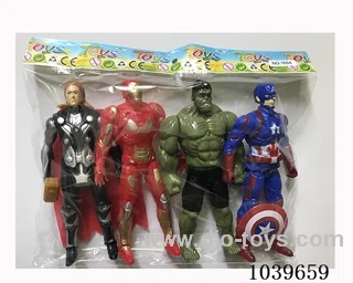 4pcs 16cm Thor, Hulk, Captain America, Iron Man with light