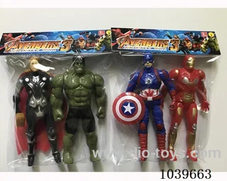 2pcs 16cm Thor, Hulk, Captain America, Iron Man with light