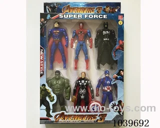 Thor, Hulk, Captain America, Iron Man,  Spiderman, Batman with light
