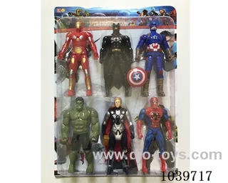 Thor, Hulk, Captain America, Iron Man, Spiderman, Batman with light