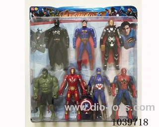 Thor, Hulk, Captain America, Iron Man, Superman, Spiderman, Batman with light