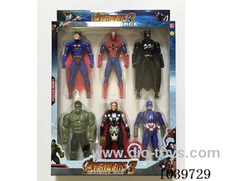Thor, Hulk, Captain America, Iron Man, Spiderman, Batman with light