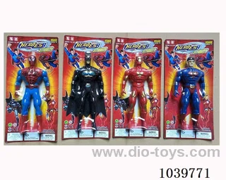 19cm Spiderman, Batman,Superman,Iron Man with light 4sets mixed loading