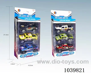 1:50 3PCS free wheel alloy car 6sets&6color mixed loading   in window box
