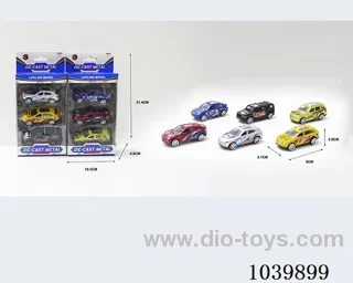 1:50 3PCS free wheel alloy car 6sets&6color mixed loading   in window box