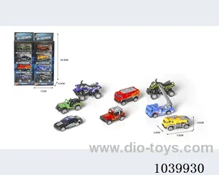 1:55 4pcs free wheel alloy car 8sets&8color mixed loading   in window box